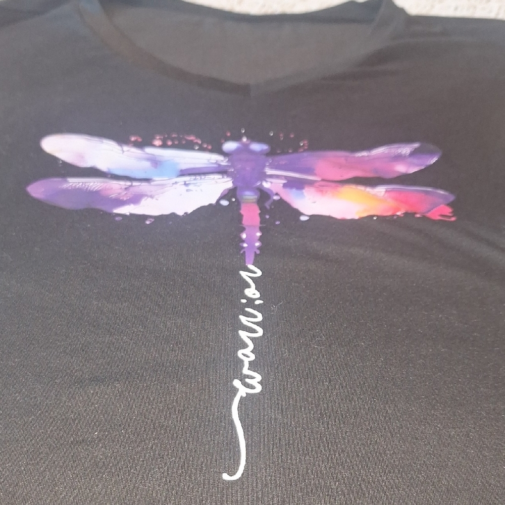 Shein Black Dragonfly Graphic T-Shirt Size M - Picture 3 of 6